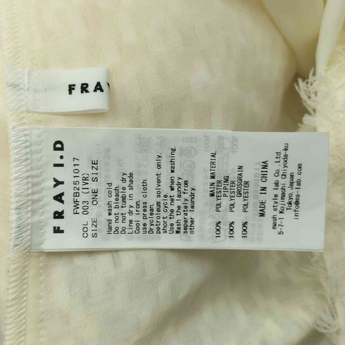 フレイアイディー FRAY I.D 25SS ジャガードボウタイタックスリーブブラウス レディース ONE SIZE