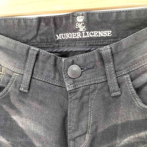 MURDER LICENSE バックポケットデザイン ダメージ加工ブラックデニム メンズ 42