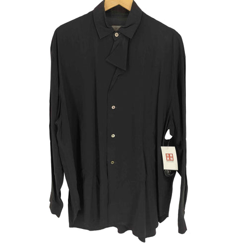 ヨウジヤマモトプールオム Yohji Yamamoto POUR HOMME 80-90S 丸文字タグ 変形 フリル レギュラーカラー L/S シャツ メンズ JPN:M