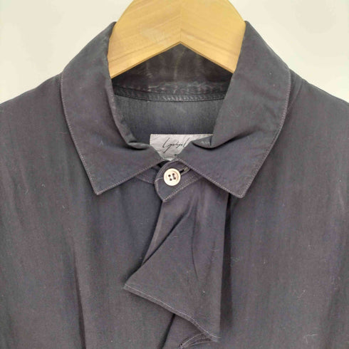 ヨウジヤマモトプールオム Yohji Yamamoto POUR HOMME 80-90S 丸文字タグ 変形 フリル レギュラーカラー L/S シャツ メンズ JPN:M