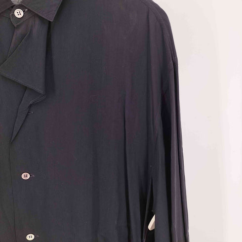 ヨウジヤマモトプールオム Yohji Yamamoto POUR HOMME 80-90S 丸文字タグ 変形 フリル レギュラーカラー L/S シャツ メンズ JPN:M