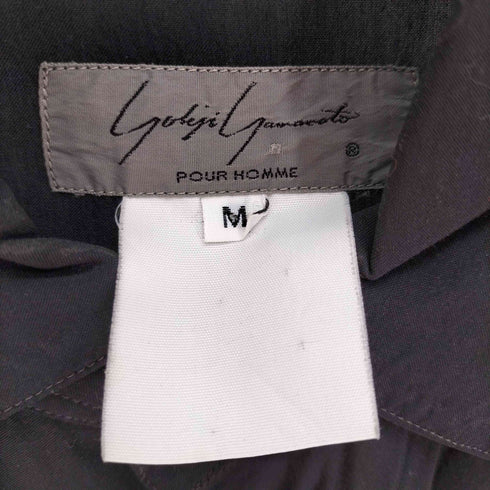 ヨウジヤマモトプールオム Yohji Yamamoto POUR HOMME 80-90S 丸文字タグ 変形 フリル レギュラーカラー L/S シャツ メンズ JPN:M