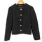 ザラ ZARA ノーカラー ツイードジャケット 金ボタン レディース import:M