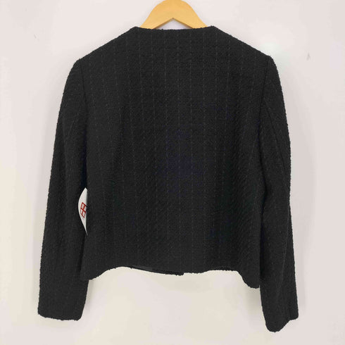 ザラ ZARA ノーカラー ツイードジャケット 金ボタン レディース import:M