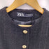 ザラ ZARA ノーカラー ツイードジャケット 金ボタン レディース import:M