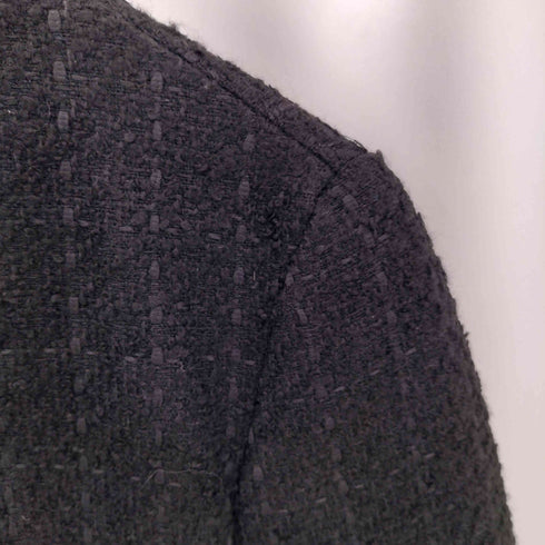 ザラ ZARA ノーカラー ツイードジャケット 金ボタン レディース import:M