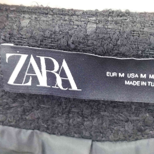 ザラ ZARA ノーカラー ツイードジャケット 金ボタン レディース import:M