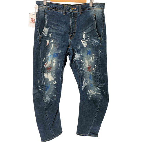 レフラー Leflah 立体裁断 ペイント加工ワイドデニムパンツ メンズ JPN:XL