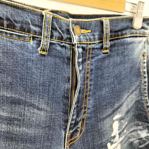 レフラー Leflah 立体裁断 ペイント加工ワイドデニムパンツ メンズ JPN:XL