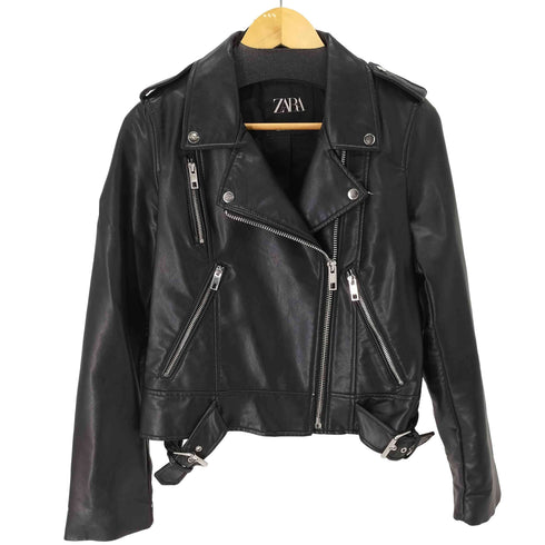 ザラ ZARA フェイクレザーダブルライダースジャケット レディース import:L