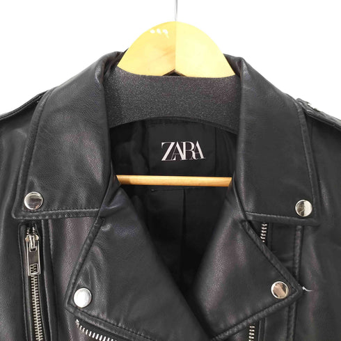 ザラ ZARA フェイクレザーダブルライダースジャケット レディース import:L