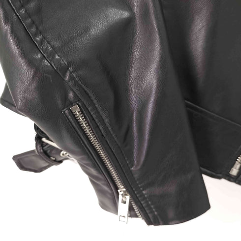 ザラ ZARA フェイクレザーダブルライダースジャケット レディース import:L