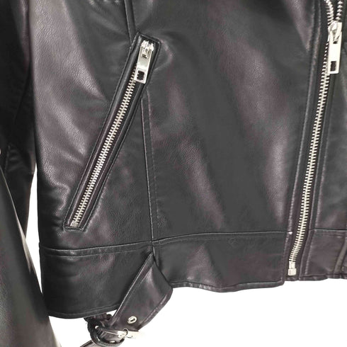 ザラ ZARA フェイクレザーダブルライダースジャケット レディース import:L