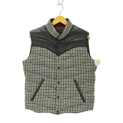 ハリスツイード Harris Tweed R.J.B STEADY BLUE ラムレザー 切替 ダウンベスト メンズ 40