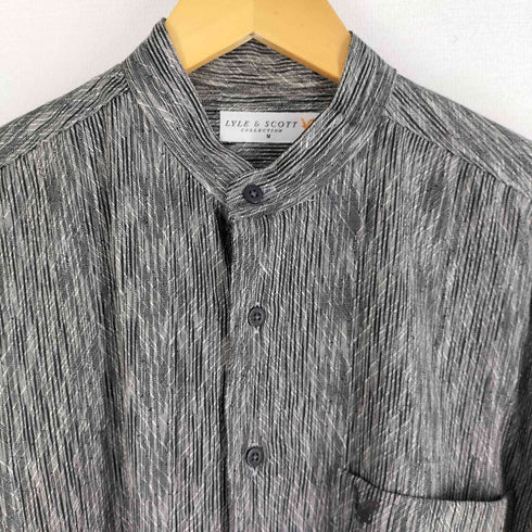 ライルアンドスコット LYLE&SCOTT ロゴ刺繍 総柄 バンドカラーシャツ メンズ import:M