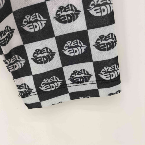 SPELLEDIT モノグラムロゴ チェッカーフラッグ シアーカットソー レディース