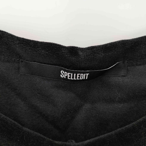 SPELLEDIT フロント刺繍 ベロアノースリーブキャミ レディース
