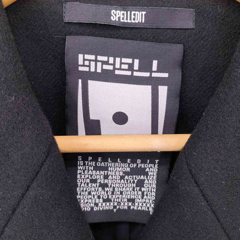 SPELLEDIT レースアップデザイン ナイロン混 メルトンウールチェスターコート レディース