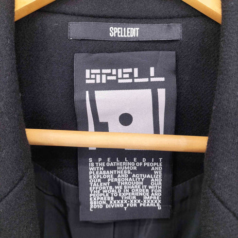 SPELLEDIT レースアップデザイン ウールナイロンチェスターコート レディース