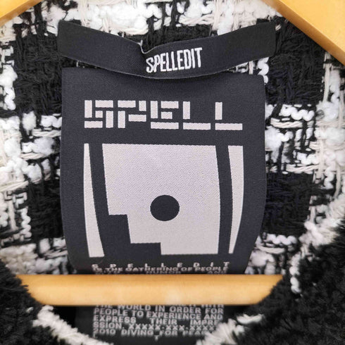 SPELLEDIT ハウンドトゥース パイピング ノーカラージャケット レディース