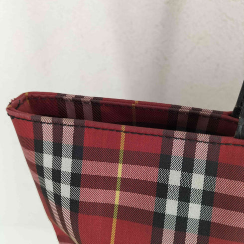 バーバリーロンドン BURBERRY LONDON レザーハンドルチェック柄ナイロントートバッグ MADE IN ITALY レディース