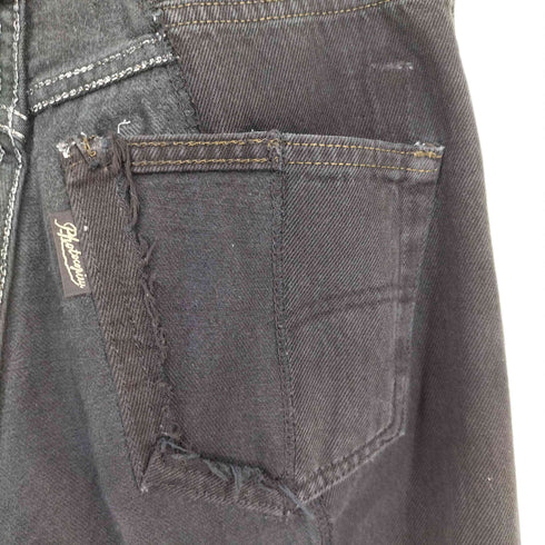 PHOTOCOPIEU DORIS ボタンフライ 再構築 ブラックデニムパンツ レディース JPN:36