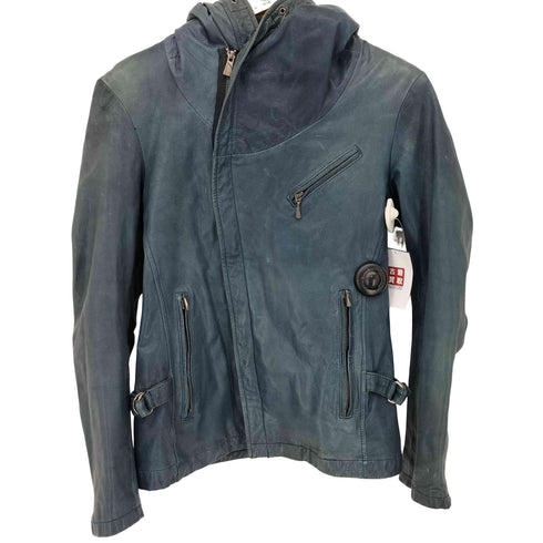 キャサリンハムネットロンドン KATHARINE HAMNETT LONDON ラムレザー フード収納 レザージャケット メンズ import:L