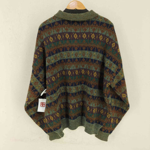 シアーズ Sears THE MEN'S STORE 総柄アクリルナイロン 襟付きニット メンズ 2XL