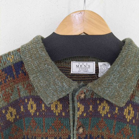 シアーズ Sears THE MEN'S STORE 総柄アクリルナイロン 襟付きニット メンズ 2XL