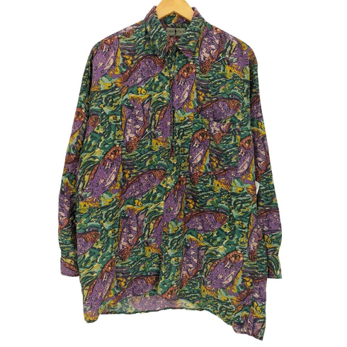 ロバートストック ROBERT STOCK 総柄 シルク100 レギュラーカラーシャツ メンズ import:L