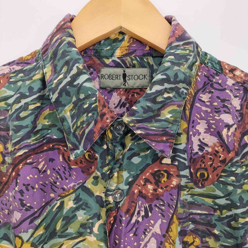 ロバートストック ROBERT STOCK 総柄 シルク100 レギュラーカラーシャツ メンズ import:L