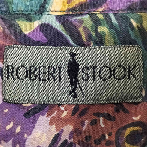 ロバートストック ROBERT STOCK 総柄 シルク100 レギュラーカラーシャツ メンズ import:L
