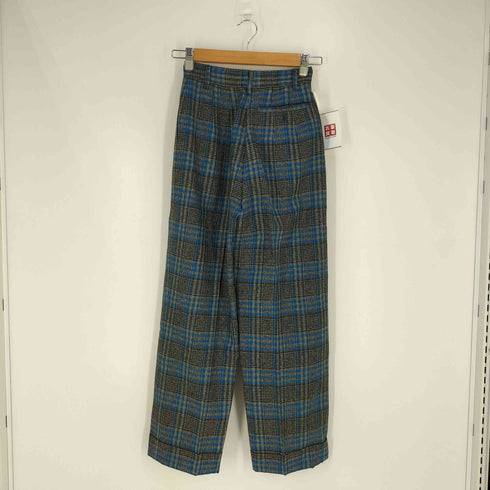 ケンゾーパリス KENZO PARIS チェック柄 センタープレス 2タック スラックスパンツ レディース import:S