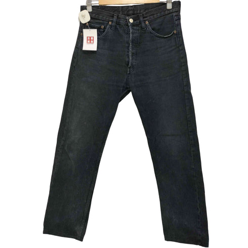 リーバイス Levis 90-2000s 501 ボタンフライ 後染めブラック ストレートデニム メンズ W30 L36