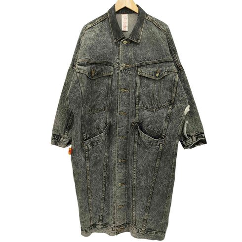 HOLLYWOOD ERA ウォッシュ加工 ブラックデニム ロングコート メンズ import:M