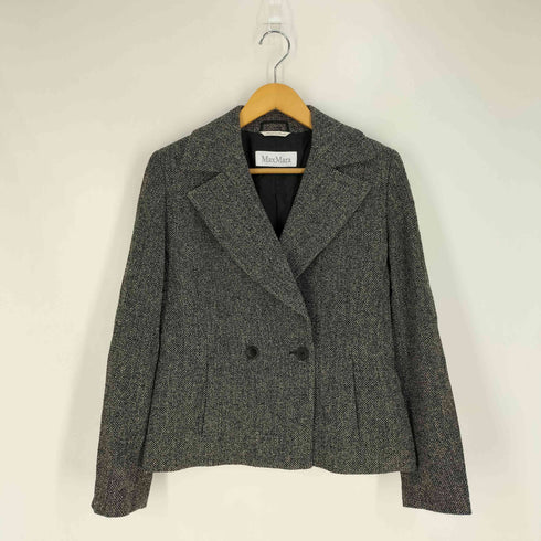 マックスマーラ MAX MARA イタリア製 白タグ ツイード ダブル テーラードジャケット スカート セットアップ レディース 38
