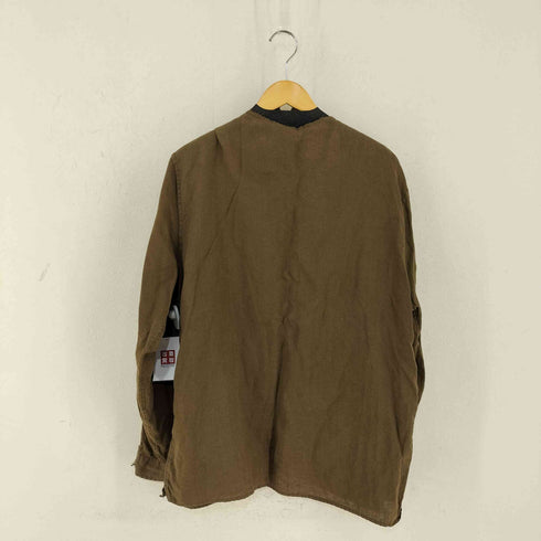ザラ ZARA 100% LINEN OVERSHIRT リメイク加工 ノーカラーシャツ メンズ JPN:XL