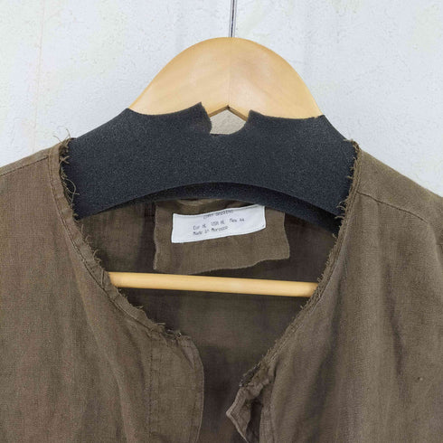 ザラ ZARA 100% LINEN OVERSHIRT リメイク加工 ノーカラーシャツ メンズ JPN:XL