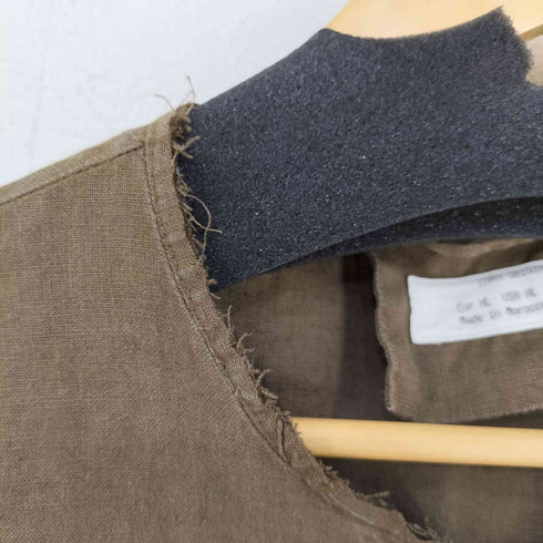 ザラ ZARA 100% LINEN OVERSHIRT リメイク加工 ノーカラーシャツ メンズ JPN:XL
