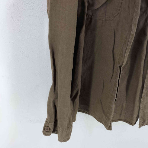 ザラ ZARA 100% LINEN OVERSHIRT リメイク加工 ノーカラーシャツ メンズ JPN:XL