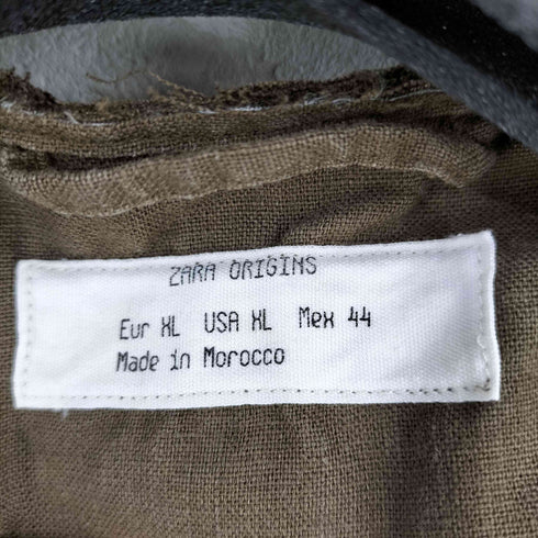 ザラ ZARA 100% LINEN OVERSHIRT リメイク加工 ノーカラーシャツ メンズ JPN:XL