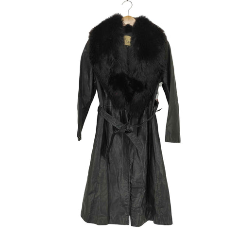 ANGEL LEATHER カラーファー ベルテッドレザーコート レディース 9