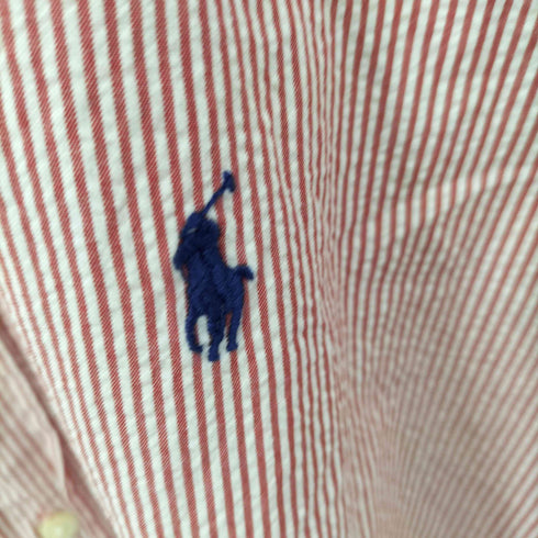 ラルフローレン RALPH LAUREN CLASSIC FIT シアサッカー ストライプBD半袖シャツ メンズ XL