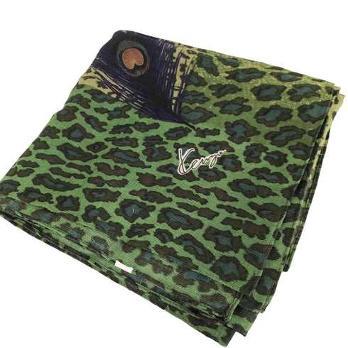 ケンゾー KENZO ウール100 レオパード 大判 スカーフ ストール レディース