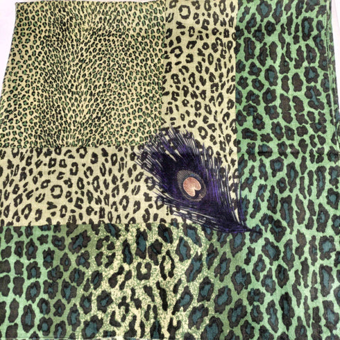 ケンゾー KENZO ウール100 レオパード 大判 スカーフ ストール レディース