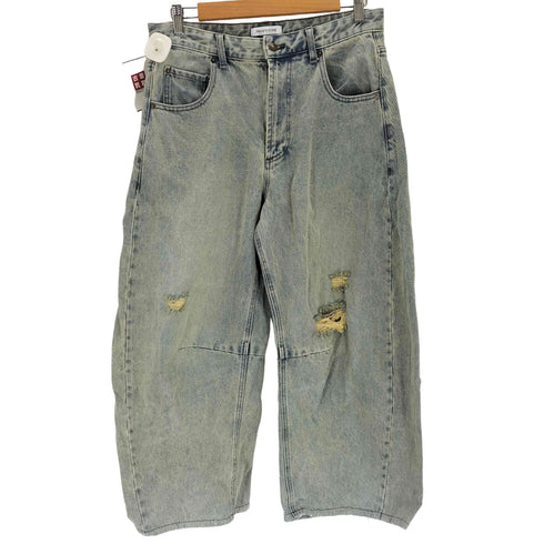フリークスストア FREAKS STORE ワイドシルエット ダメージ加工 カーブ デニムパンツ メンズ JPN:M