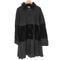 LEIDONNA MADE IN ITALY バックプリーツデザイン ウール×ベロア切替 ワイドシルエットステンカラーコート レディース