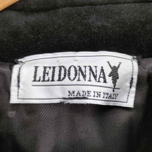 LEIDONNA MADE IN ITALY バックプリーツデザイン ウール×ベロア切替 ワイドシルエットステンカラーコート レディース