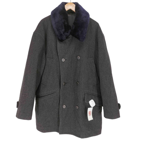 ダニエルエシュテル DANIEL HECHTER 襟ボアウールツイードダブルコート メンズ L