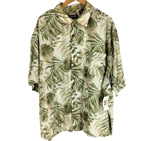 ピューリタン PURITAN フローラル ウッドボタン レーヨン S/S シャツ 3XL ビッグサイズ メンズ 3XL